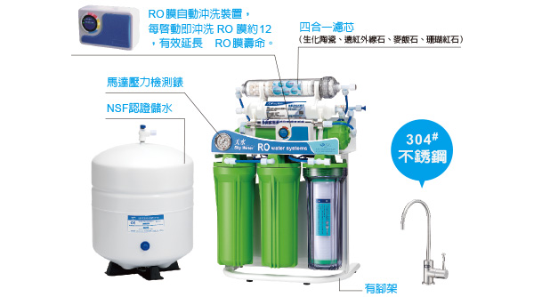 天水飲水設備 - 家用型 RO 逆滲透純淨水機 - RO-NULGG7 豪華旗艦型 (七合一電腦型)